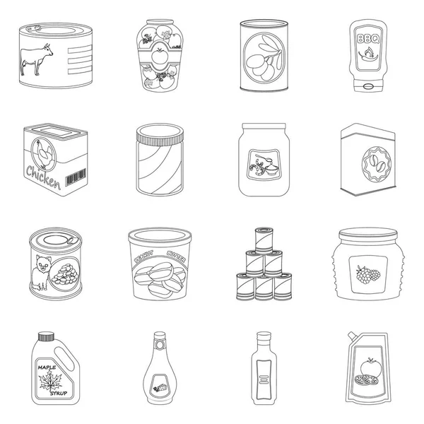 Illustration vectorielle de la boîte et symbole alimentaire. Collection de boîte et paquet stock symbole pour le web . — Image vectorielle