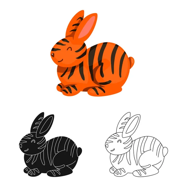 Tavşan ve tavşan işareti vektör tasarımı. Tavşan ve hayvan stok vektör illüstrasyon seti. — Stok Vektör