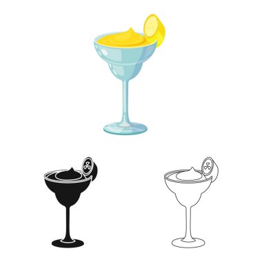 Daiquiri ve kokteyl simgesi vektör tasarımı. Daiquiri ve rom stok vektör illüstrasyon seti.