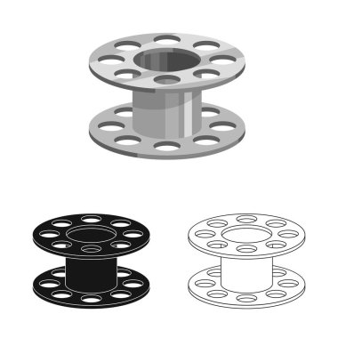 Makara ve bobin işareti vektör illüstrasyon. Stok için makara ve makara vektör simgesi kümesi.