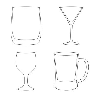 Vektör Illustration yemekler ve konteyner işareti. Stokları için yemekler ve cam vektör simgesi koleksiyonu.