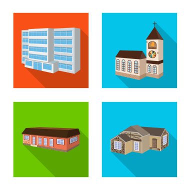 Cephe ve konut simge vektör çizimi. Cephe ve altyapı vektör simgesini hissenin topluluğu.