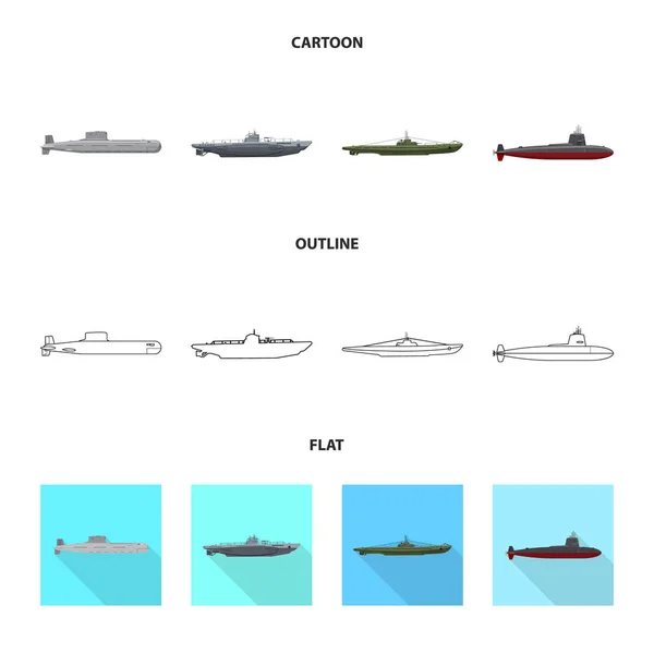 Ilustração vetorial da guerra e signo do navio. Coleção de guerra e símbolo de estoque de frota de web . — Vetor de Stock