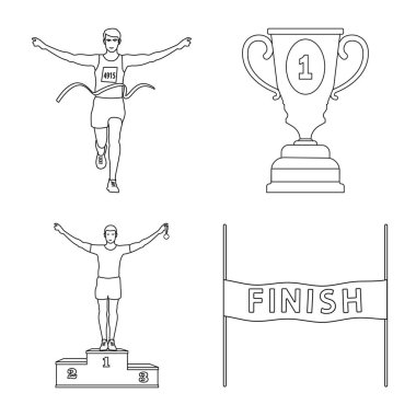 Egzersiz ve sprinter işareti vektör illüstrasyon. Web için egzersiz ve maraton stok sembolü koleksiyonu.