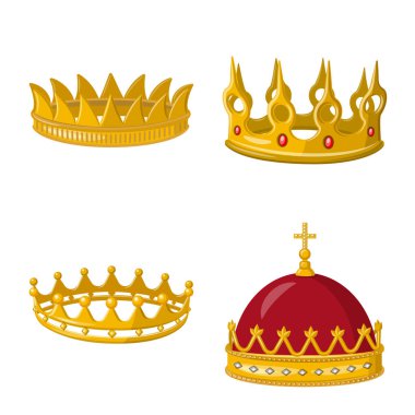 Monarşi ve altın sembolü vektör tasarımı. Web için monarşi ve heraldic stok sembolü koleksiyonu.