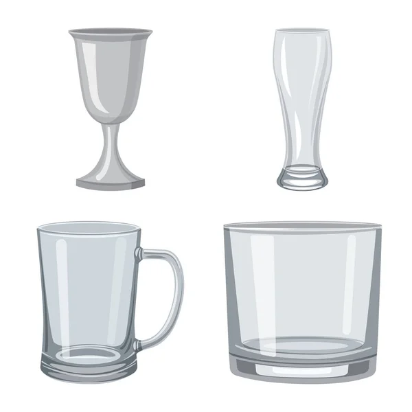 Objeto aislado de platos y logotipo del envase. Colección de platos y objetos de vidrio símbolo de stock para la web . — Vector de stock
