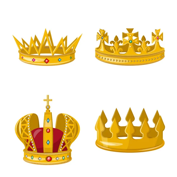 Vektor-Design von Monarchie und Goldzeichen. Sammlung von Monarchie und heraldischen Stammvektorillustrationen. — Stockvektor