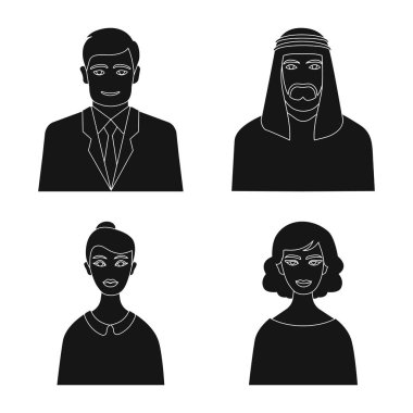 Fotoğraf ve karakter sembolünün yalıtılmış nesnesi. Stok için fotoğraf ve yüz vektör simgesi nin seti.