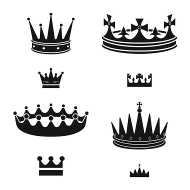 Kral ve görkemli logosu Vektör illüstrasyon. Web için kral ve altın stok sembolü seti.