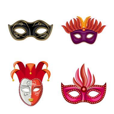 Karnaval ve tiyatro simgesi izole nesne. Web için karnaval ve gizem stok sembolü Koleksiyonu.