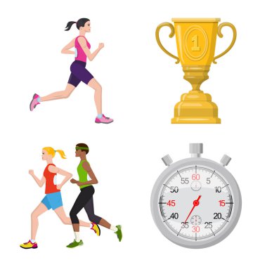 Adım ve sprint sembolüvektör illüstrasyon. Stok için adım ve sprinter vektör simgesi kümesi.
