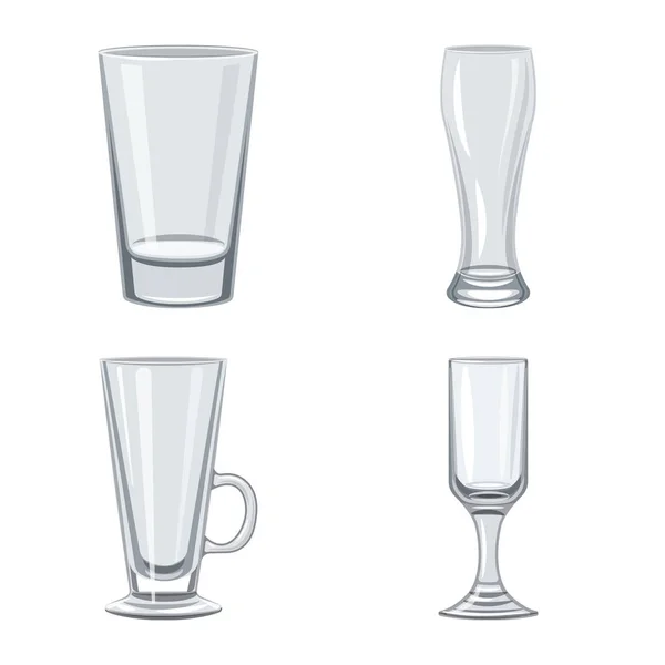 Illustrazione vettoriale di piatti e icona del contenitore. Set di piatti e bicchieri simbolo stock per il web . — Vettoriale Stock