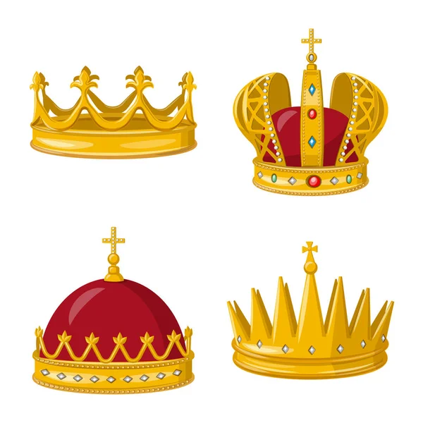 Vector illustration of monarchy and gold sign. Collection of monarchy and heraldic stock symbol for web. — Stock Vector