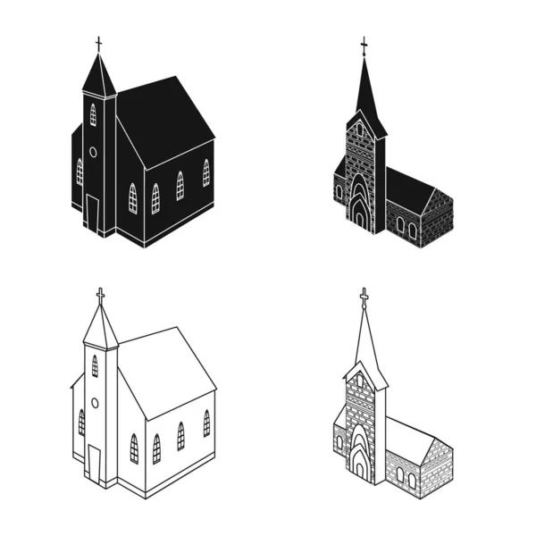 Diseño vectorial del templo y símbolo histórico. Colección de templo y el icono del vector de fe para la acción . — Vector de stock