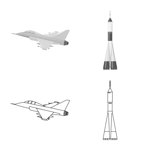 Objet isolé de plan et icône de transport. Ensemble d'icône vectorielle plan et ciel pour stock . — Image vectorielle