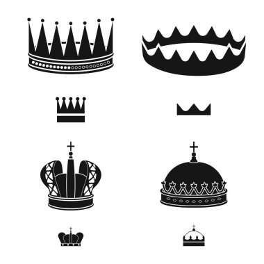 Kral ve görkemli simge vektör tasarımı. Kral ve altın hisse senedi vektör çizim koleksiyonu.