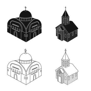 Tapınak ve tarihi logo vektör illüstrasyon. Stok için tapınak ve inanç vektör simgesi seti.