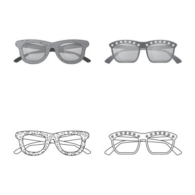 Gözlük ve güneş gözlüğü logo vektör Illustration. Gözlük ve aksesuar hisse senedi vektör çizim.