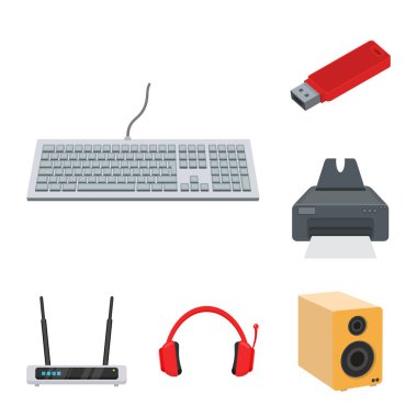 Dizüstü bilgisayar ve aygıt simge vektör Illustration. Dizüstü bilgisayar ve sunucu hisse senedi vektör çizim topluluğu.