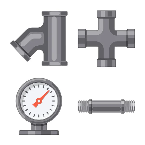 Векторна ілюстрація знака труби і трубки. Колекція труб і конвеєрів Векторні значки для складів . — стоковий вектор