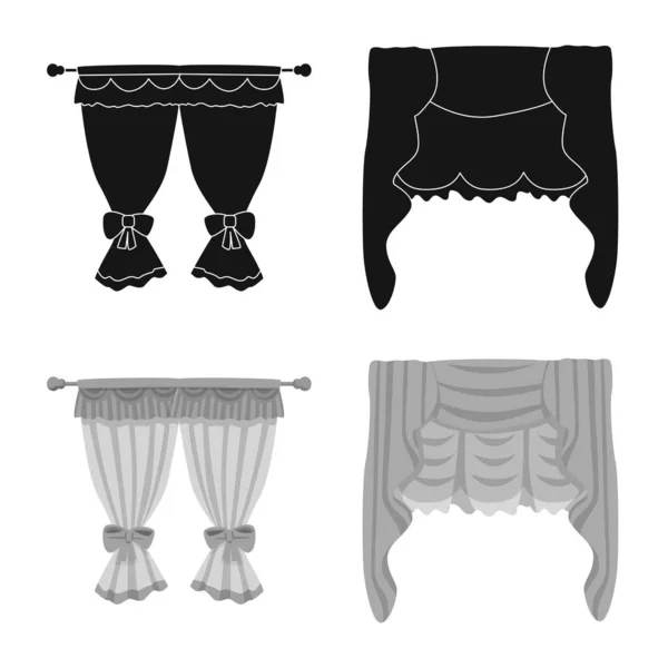 Diseño vectorial de cortinas y cortinas icono. Colección de cortinas y persianas símbolo de stock para la web. — Vector de stock