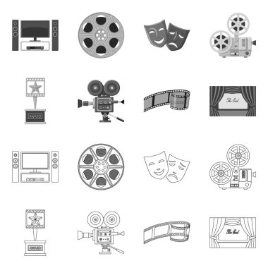Televizyon ve işareti filme vektör çizimi. Televizyon ve hisse senedi vektör çizim ile ilgilenen.