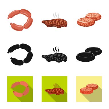 Vektör çizimi işareti eti ve jambon. Et ve hisse senedi vektör çizim pişirme.