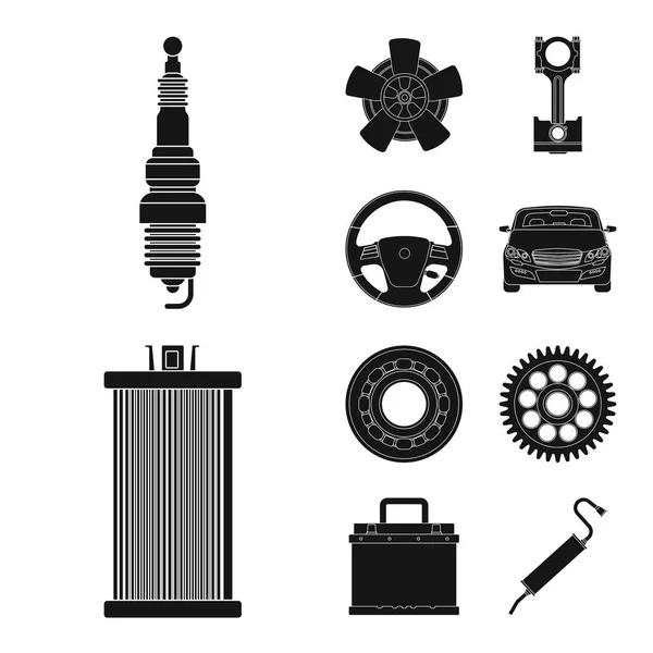 Vektorillustration des Auto- und Bauteilsymbols. Set von Auto-und Auto-Lager Vektor Illustration. — Stockvektor