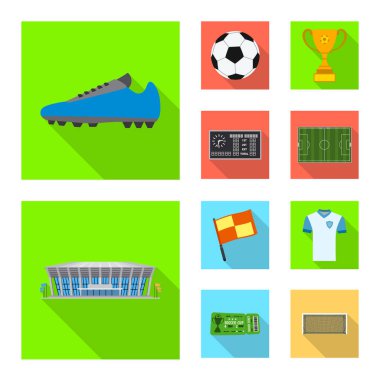 Futbol ve dişli logo vektör tasarımı. Web için futbol ve turnuva hisse senedi simgesi kümesi.