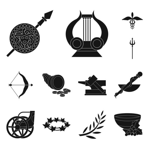 Vector illustration of religion and myths logo. Set of religion and greek stock symbol for web.