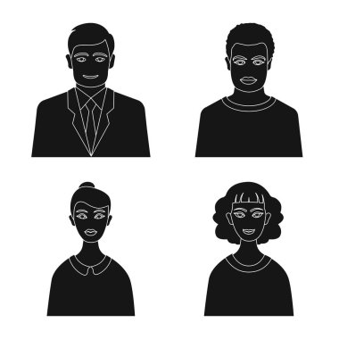 Fotoğraf ve karakter logosu izole nesne. Web için fotoğraf ve yüz stok sembolü seti.