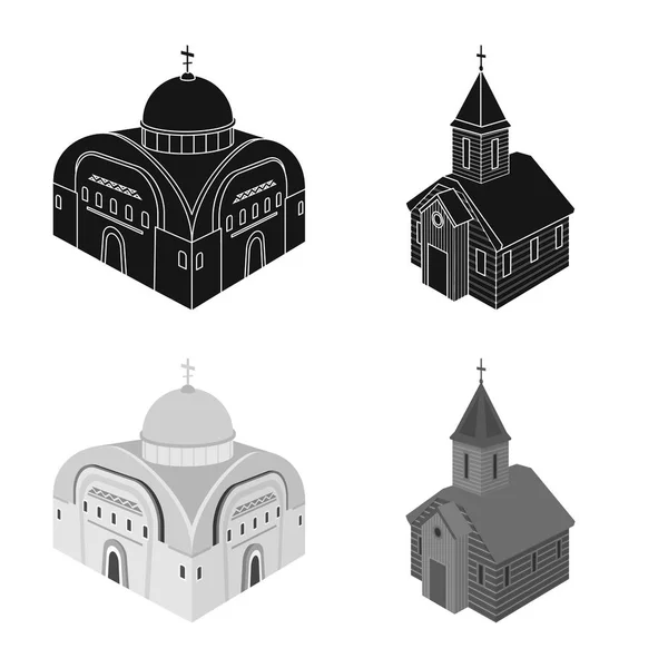 Diseño vectorial del templo y símbolo histórico. Colección de templo y símbolo de stock de fe para la web. — Vector de stock