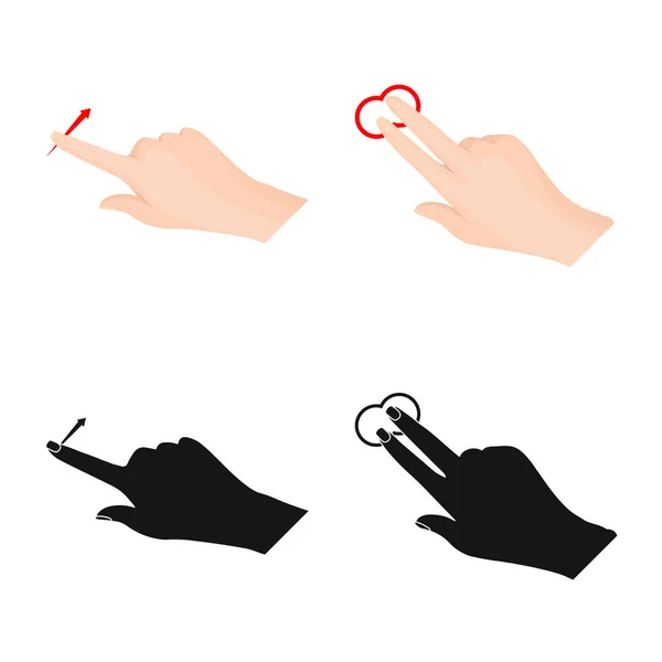 Projeto vetorial de tela sensível ao toque e sinal de mão. Coleção de tela sensível ao toque e ilustração vetorial de estoque de toque . — Vetor de Stock