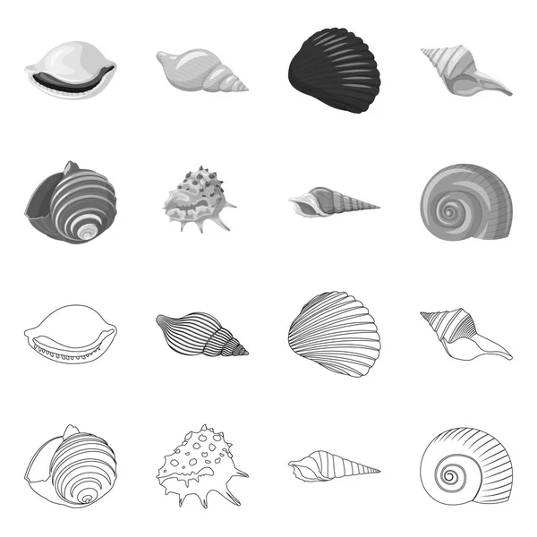 Geïsoleerde object van pictogram dier en decoratie. Collectie van dier en Oceaan voorraad vectorillustratie. — Stockvector