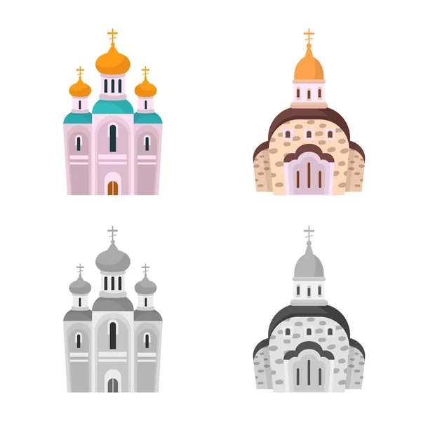 Diseño vectorial del icono de culto y templo. Colección de culto e ilustración de vector de stock parroquial . — Archivo Imágenes Vectoriales