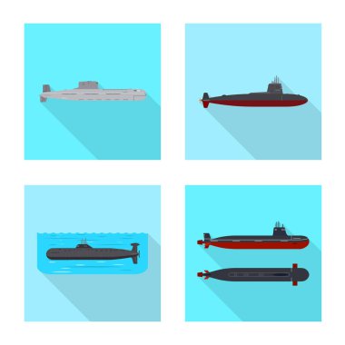 Askeri ve nükleer logo vektör tasarımı. Askeri ve gemi stok vektör illüstrasyon seti.