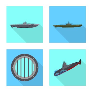 Askeri ve nükleer işaret vektör illüstrasyon. Stok lar için askeri ve gemi vektör simgesi kümesi.