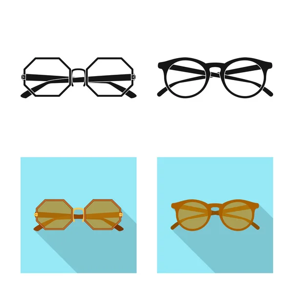 Vektor-Illustration von Brille und Sonnenbrille-Symbol. Sammlung von Brillen und Zubehör Vektor-Symbol für Lager. — Stockvektor