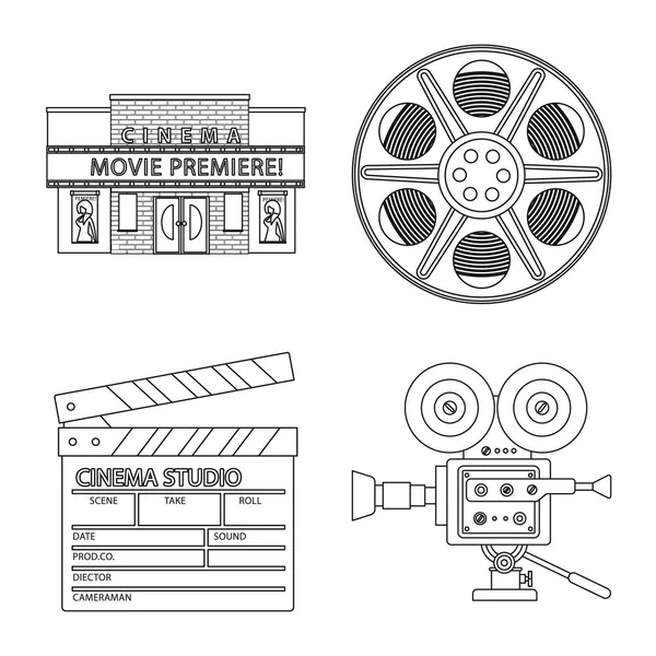 Illustration vectorielle de la cinématographie et symbole du studio. Ensemble de symbole de stock de cinématographie et de divertissement pour le web . — Image vectorielle