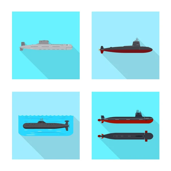 Vektor-Design des militärischen und nuklearen Logos. Set von Militär- und Schiffsvektorillustrationen. — Stockvektor