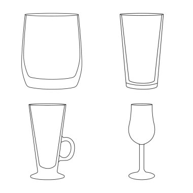 Tabakların vektör tasarımı ve konteyner simgesi. Tabak seti ve cam stok vektör illüstrasyon.