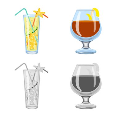 Likör ve restoran logosu vektör tasarımı. İçki ve madde stok vektör çizim koleksiyonu.