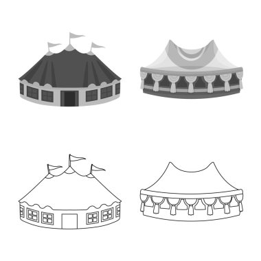 Çatı ve katlanır sembolün vektör illüstrasyonu. Stok lar için çatı ve mimari vektör simgesi kümesi.