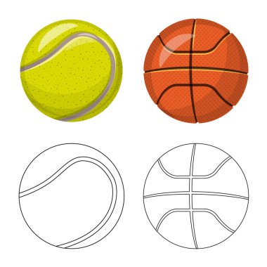 Spor ve topu işareti tasarımını vektör. Spor ve web için atletik hisse senedi simgesi toplama.