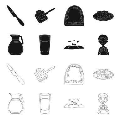 Vektör çizimi krem ve ürün logosu. Ayarla, krem ve çiftlik stok vektör çizim.