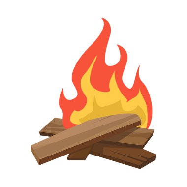 Kamp ateşi ve sıcak sembol Vektör illüstrasyon. Web için kamp ateşi ve yakacak odun stok sembolü Koleksiyonu.