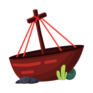 Gemi ve ağaç logosunun izole nesnesi. Gemi ve kum stok vektör illüstrasyon koleksiyonu.