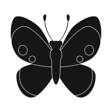 Kelebek ve kanatlogosu vektör illüstrasyon. Stok için kelebek ve sihirli vektör simgesi koleksiyonu.