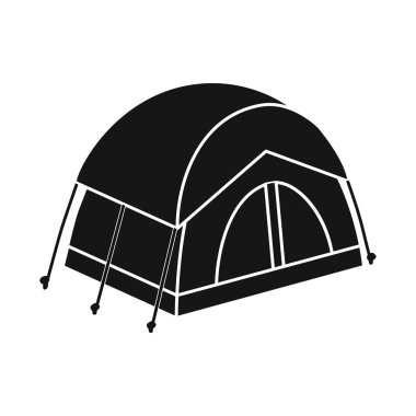 Çadır ve kamp sembolü vektör tasarımı. Web için çadır ve yolculuk stok sembolü seti.