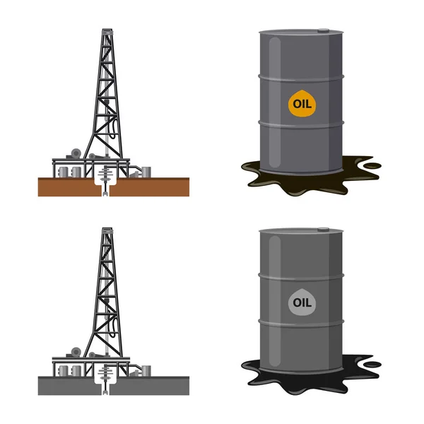 Isolated object of oil and gas sign. Collection of oil and petrol stock symbol for web. — Stock Vector